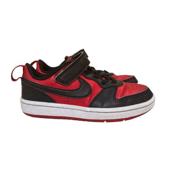 Nike Air Jordan 1 Low Black Red Kids Shoes Size 11C Retro Sneaker All Day Play - Picture 1 of 9